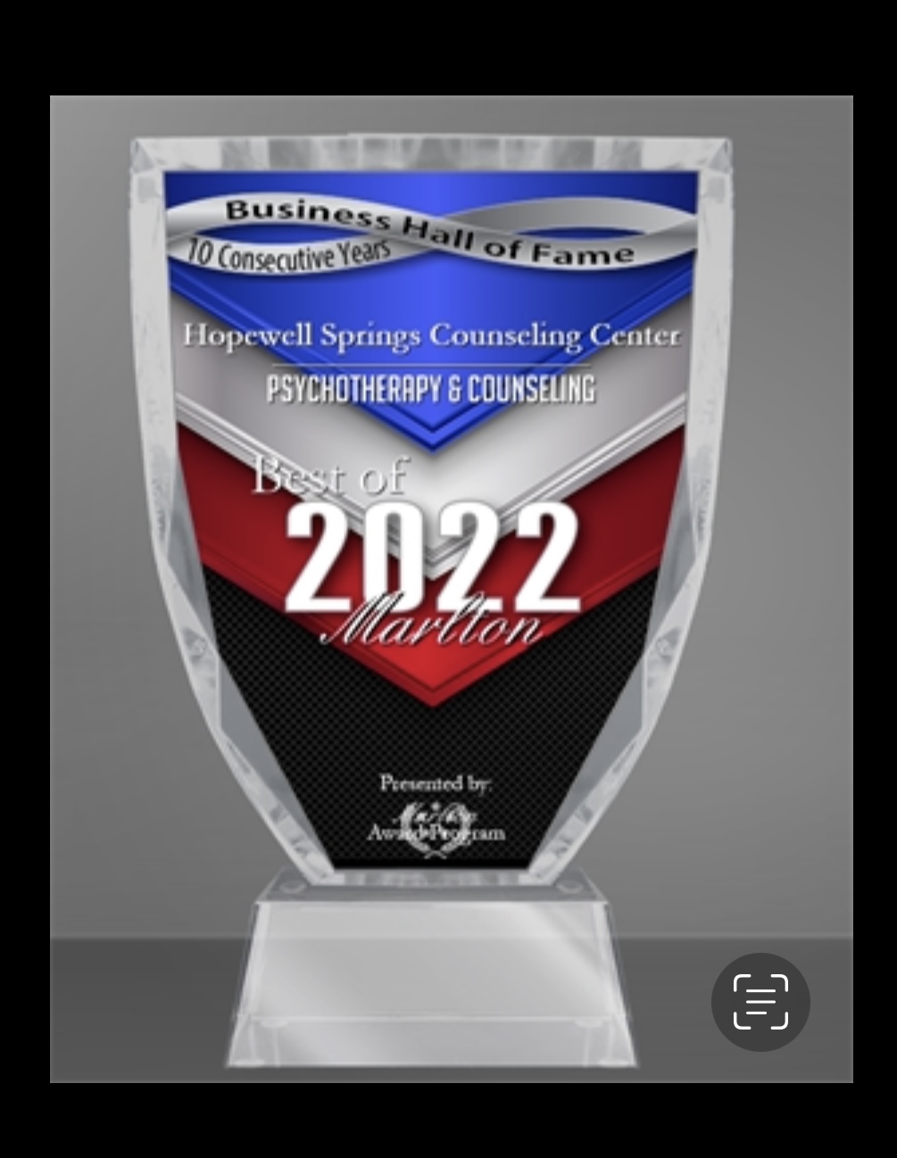 â€œBest if 2022â€ in Psychotherapy and Counseling - 11 straight years as selected by the Marlton Awards Committee