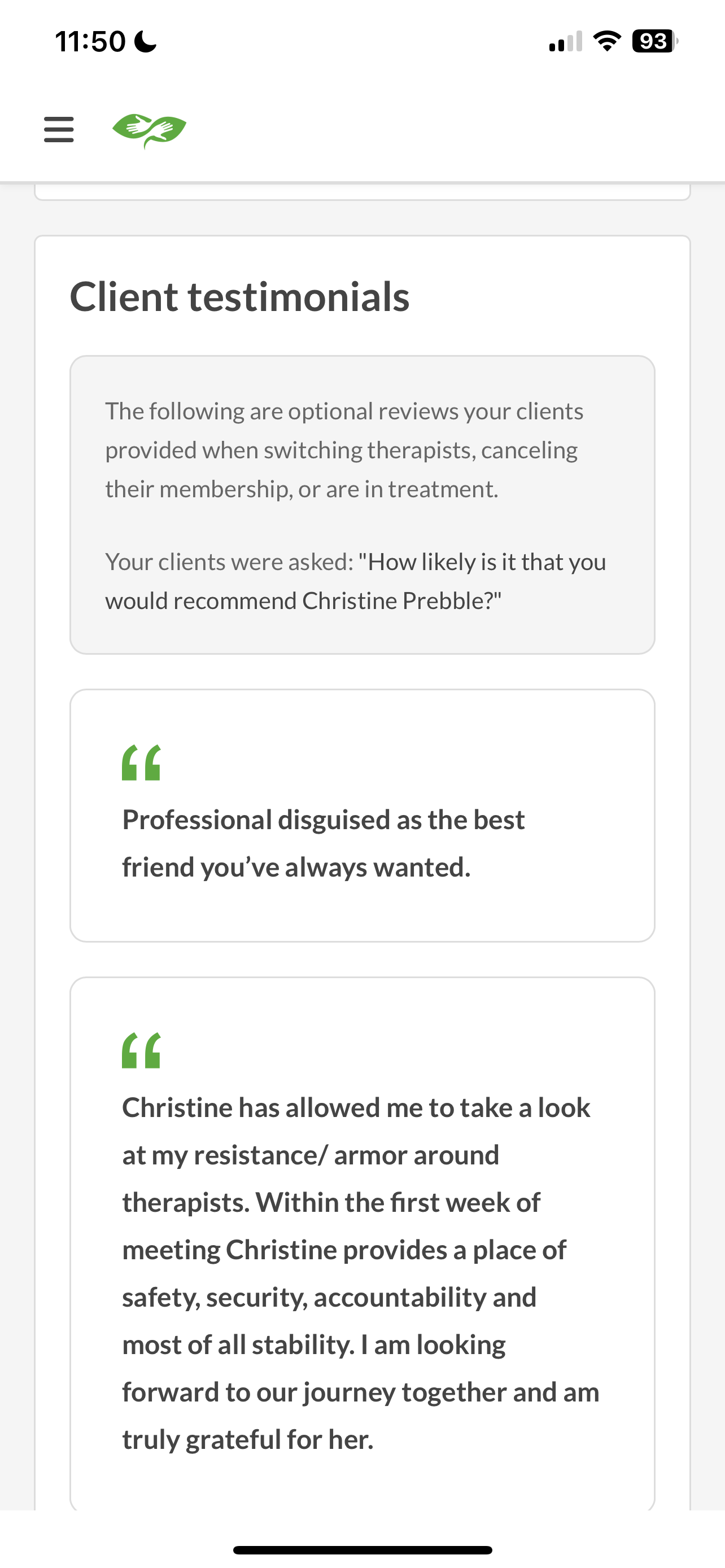 Client reviews for Chris Prebble, LPC