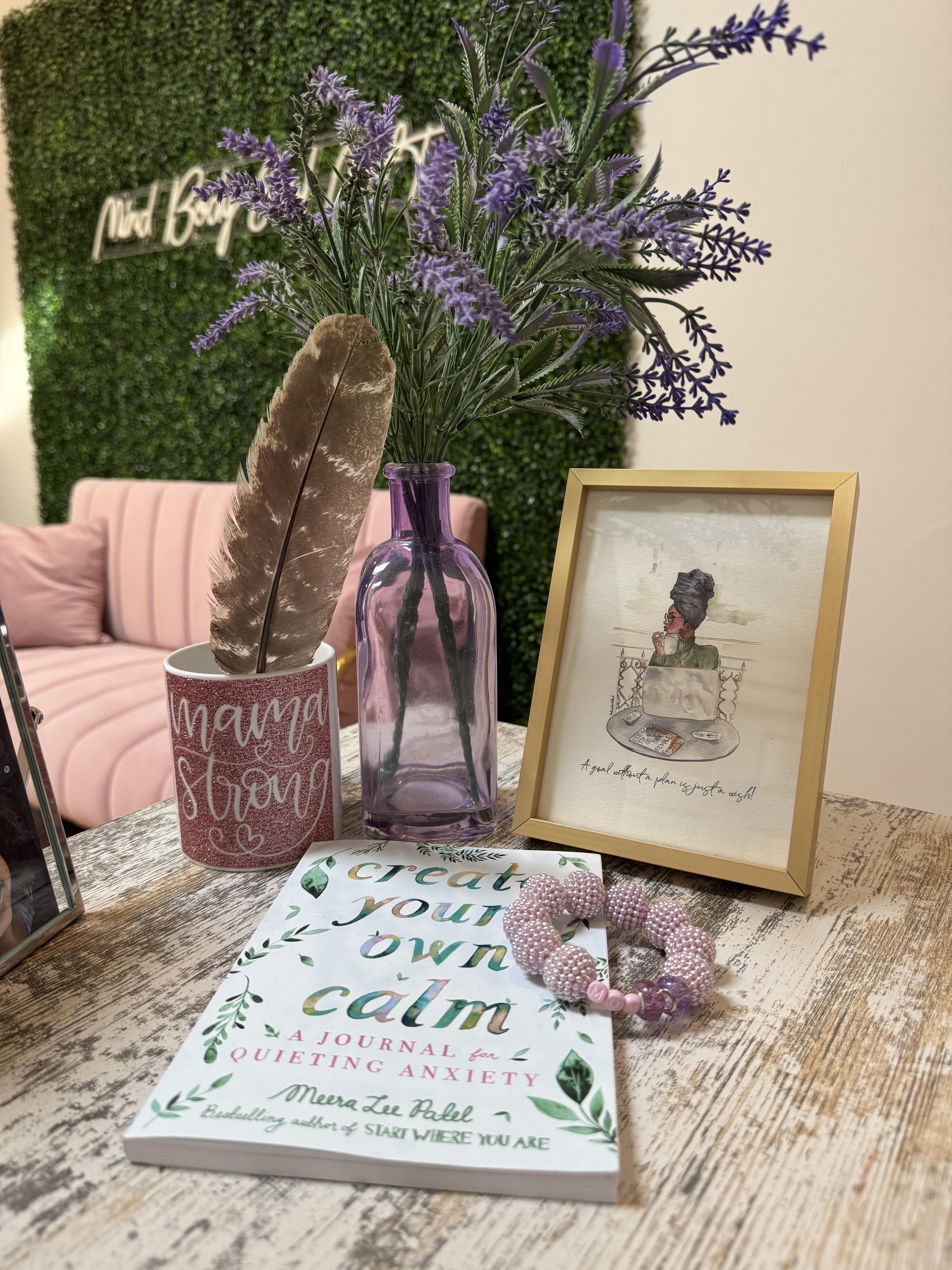 This is a mix of items that describes who I am and what I am passionate about. Achieving goals, mindfulness and being a mom!