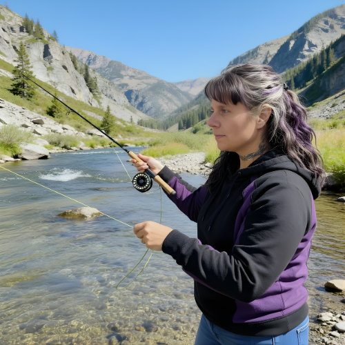 Christine Prebble, LPC fly fishing on a Mountain Stream