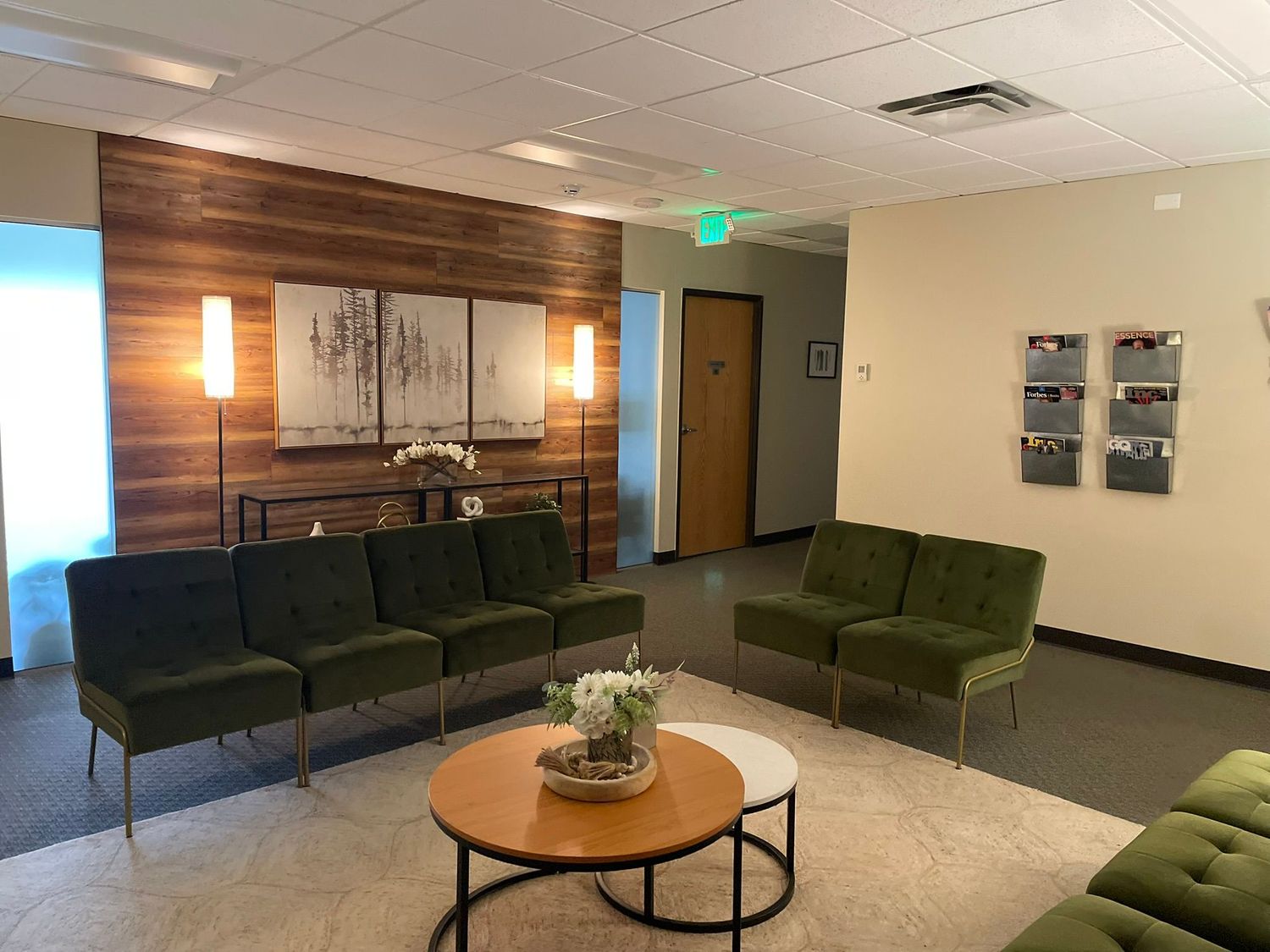 Waiting room and private office entry 